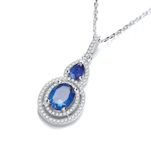 Sterling Silver Blue Sapphire CZ Fancy Necklace