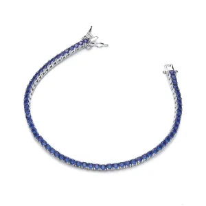 Sterling Silver Blue Sapphire CZ Tennis Bracelet