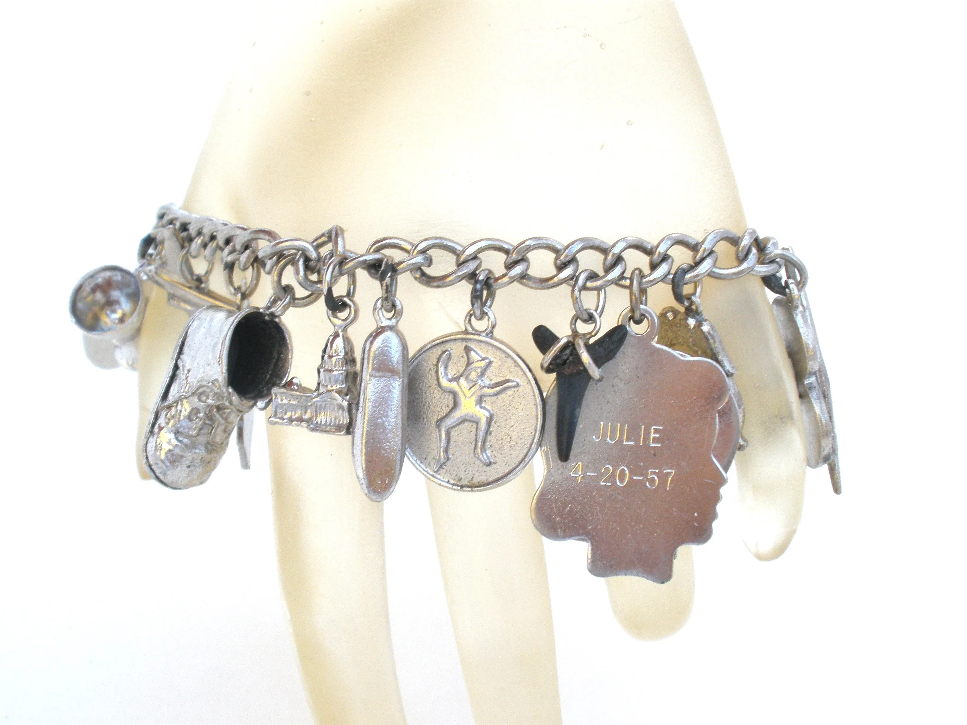 Sterling Silver Bracelet with Charms Vintage