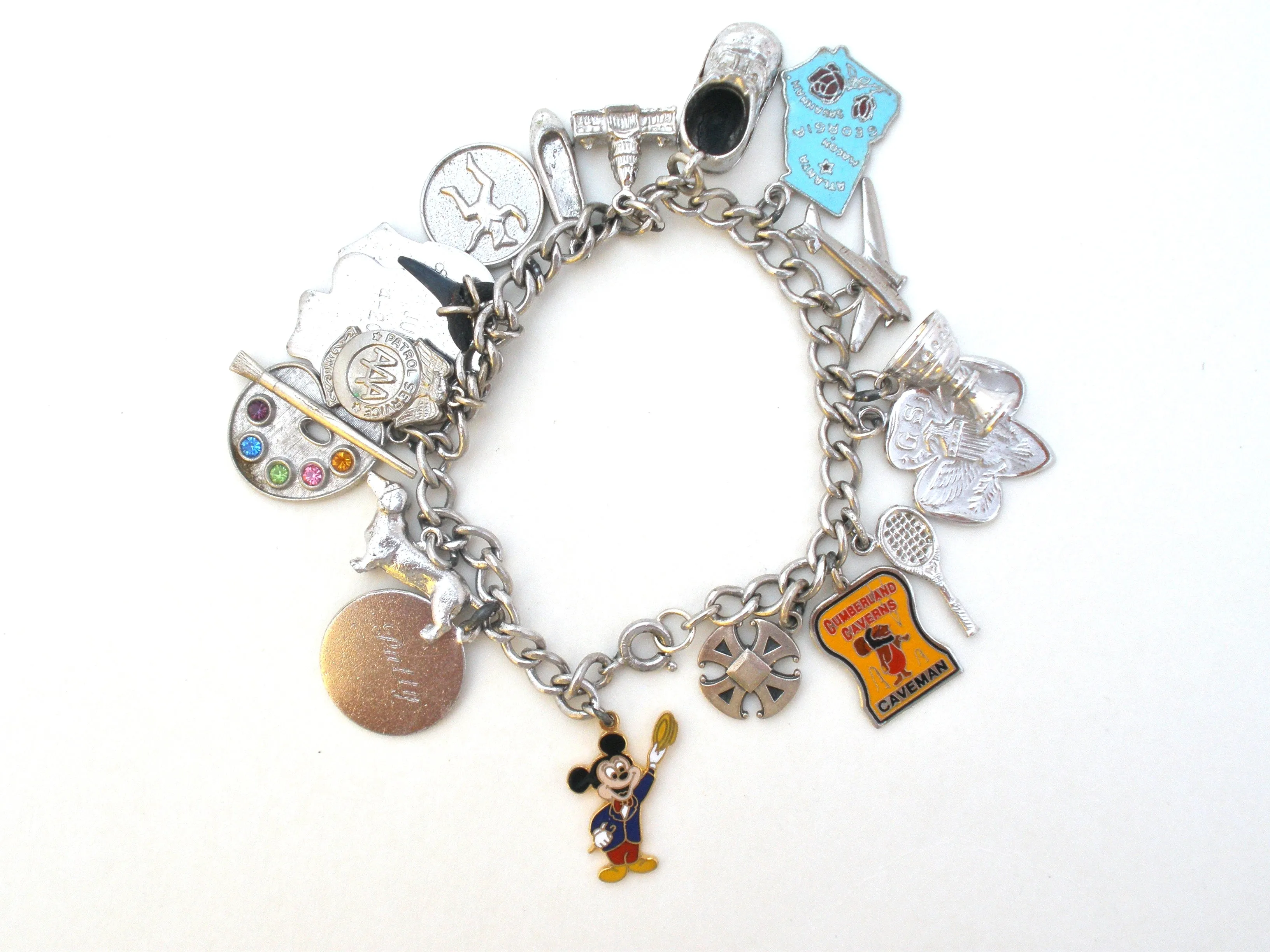 Sterling Silver Bracelet with Charms Vintage