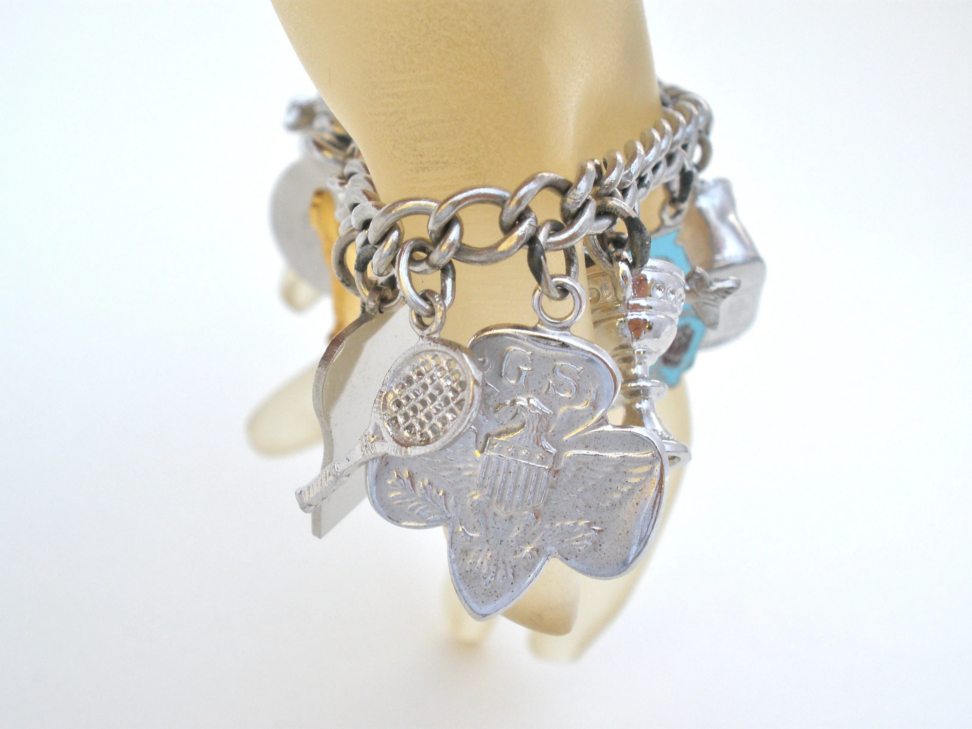 Sterling Silver Bracelet with Charms Vintage