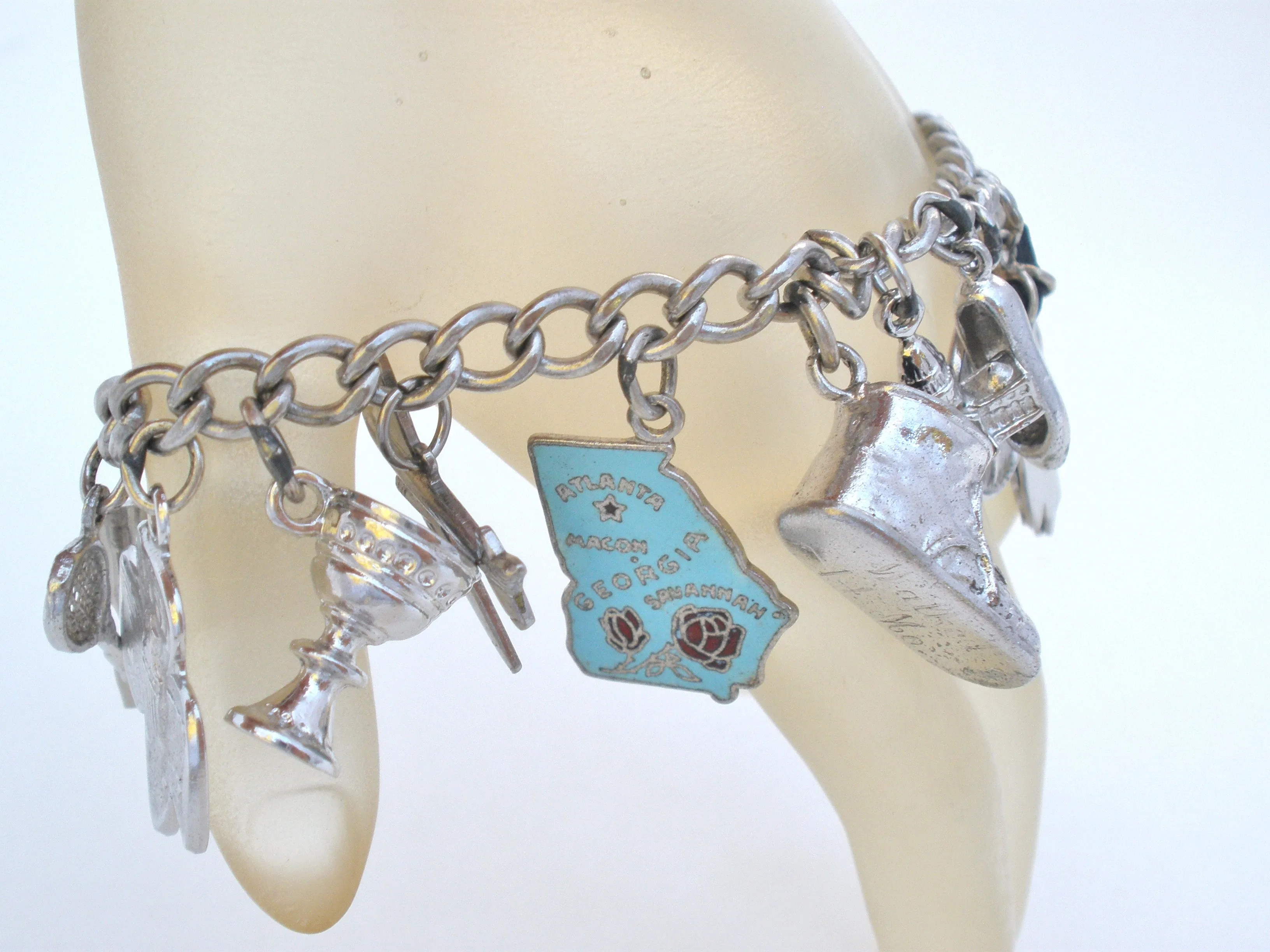 Sterling Silver Bracelet with Charms Vintage