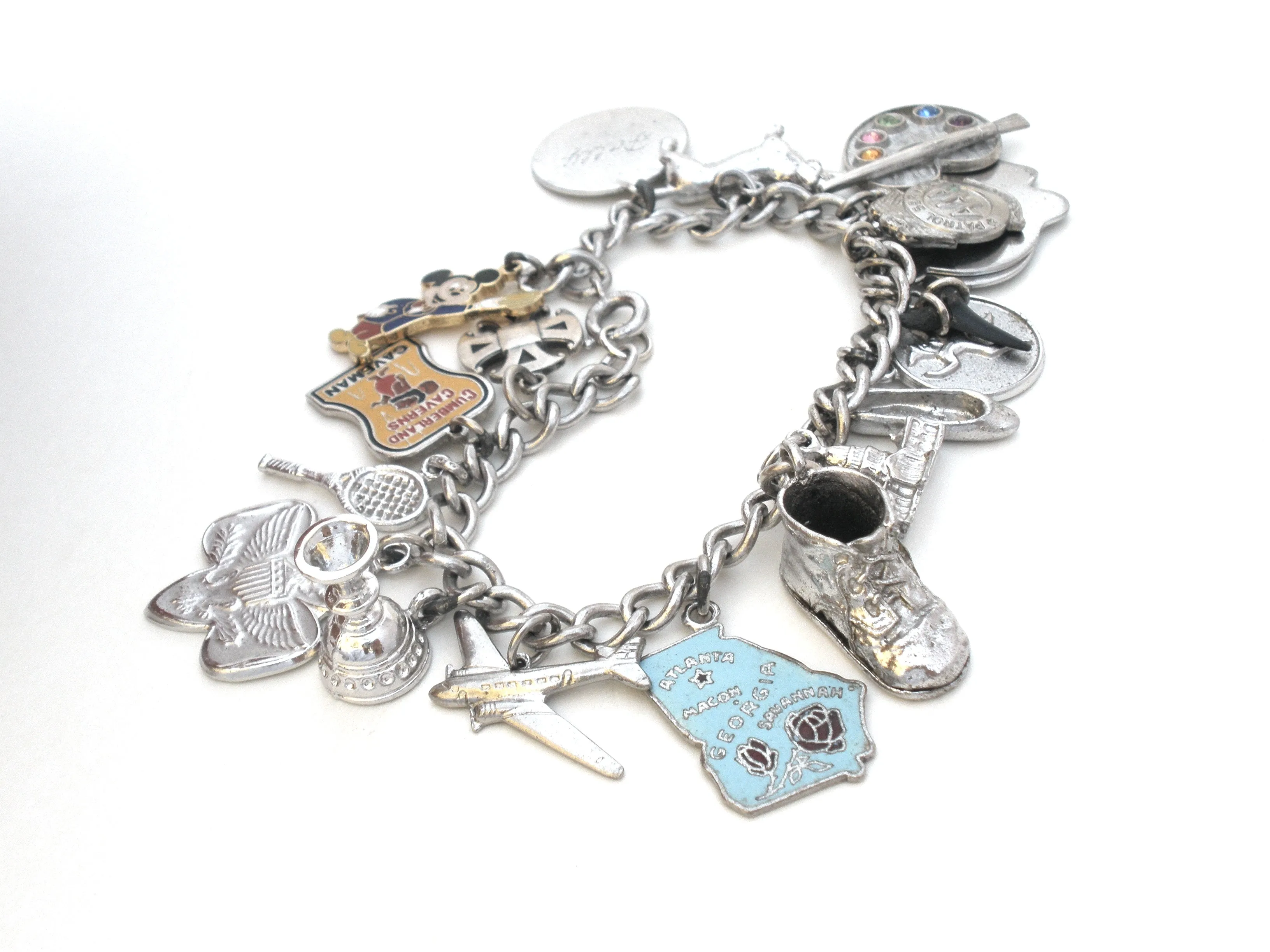 Sterling Silver Bracelet with Charms Vintage