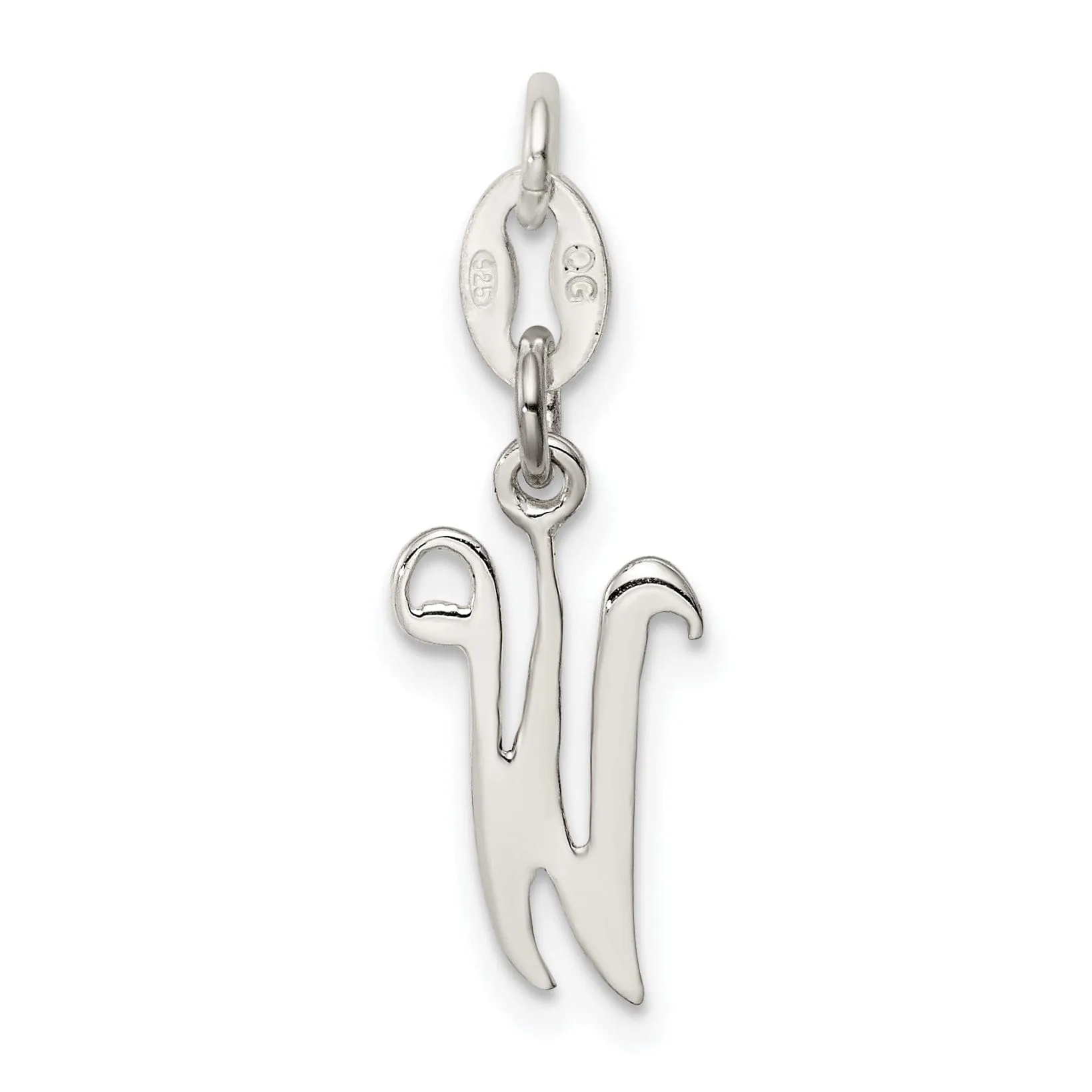 Sterling Silver Chain SlideW Charm Pendant