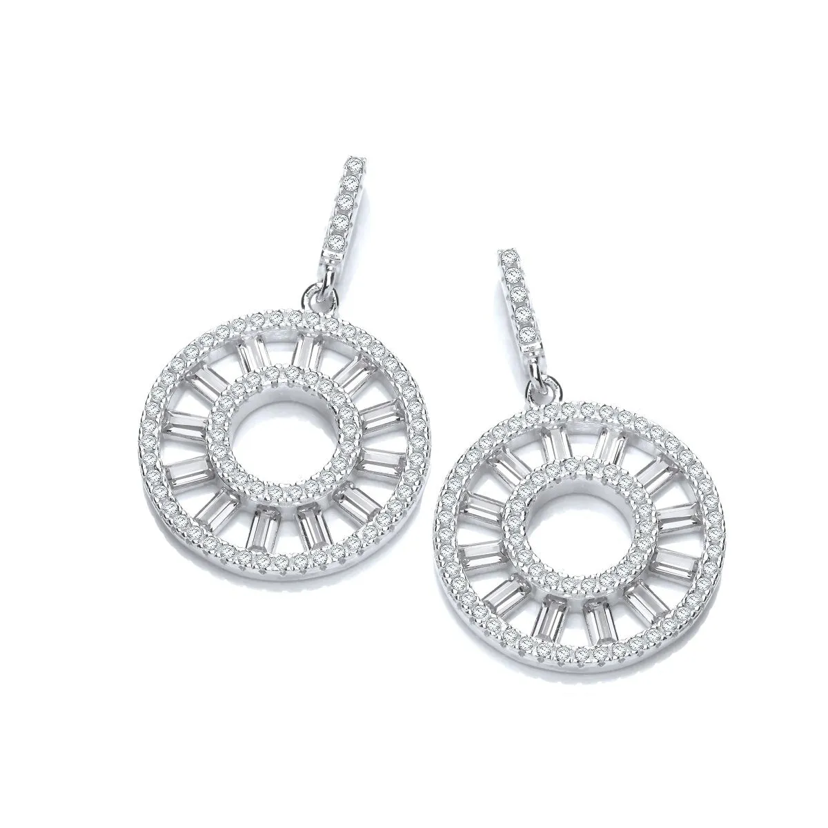 Sterling Silver Circle of Life CZ Drop Earrings