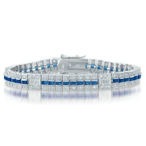 Sterling Silver Clear and Colored Cubic Zirconia Stripe Bracelet