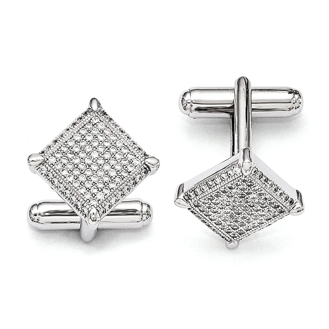 Sterling Silver Cubic Zirconia Cuff Links