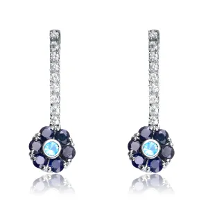 Sterling Silver Cubic Zirconia Floral Drop Earrings