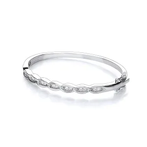 Sterling Silver Curb CZ Bangle