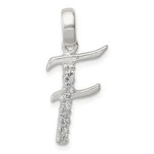 Sterling Silver CZ Initial F Charm Pendant