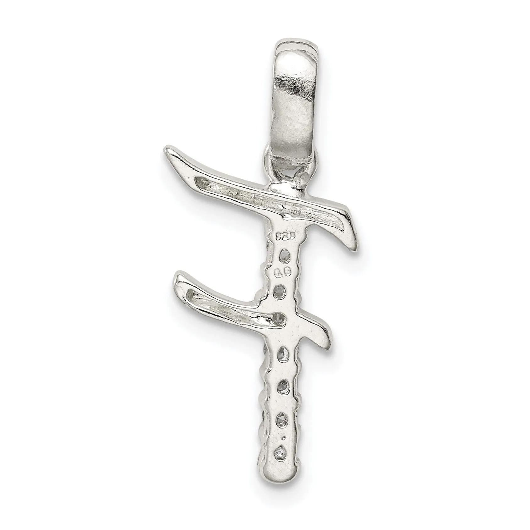 Sterling Silver CZ Initial F Charm Pendant