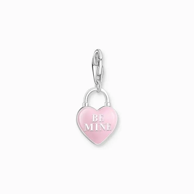 Sterling Silver Enamel Zirconia Pink Three-dimensional Heart Charm 2071-691-9