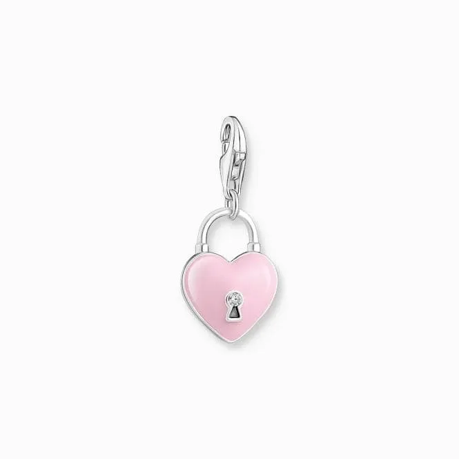 Sterling Silver Enamel Zirconia Pink Three-dimensional Heart Charm 2071-691-9