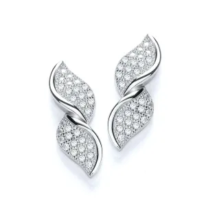 Sterling Silver Fancy Twist CZ Stud Earrings