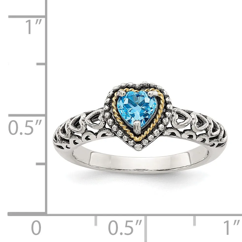 Sterling Silver Gold Blue Topaz Ring