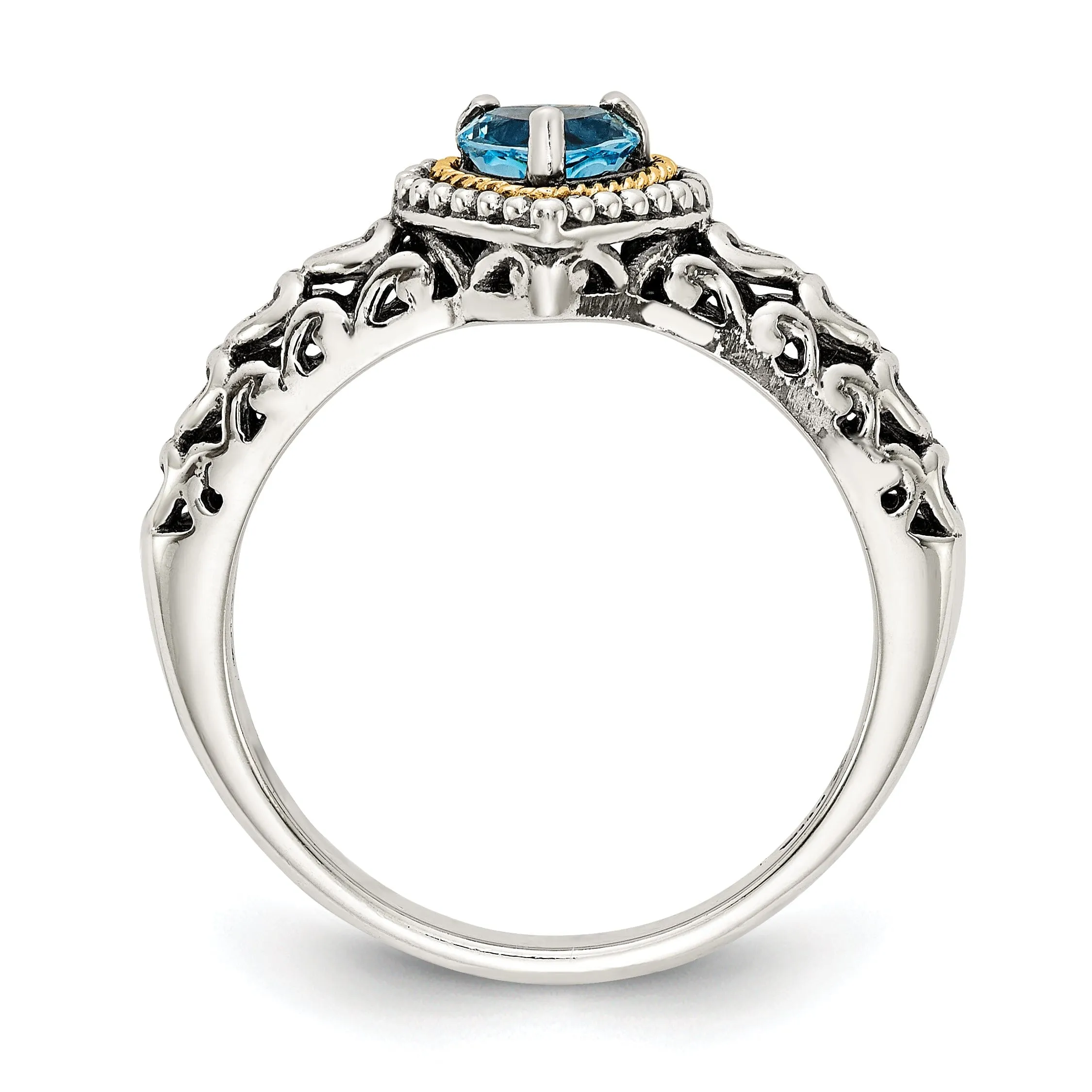 Sterling Silver Gold Blue Topaz Ring