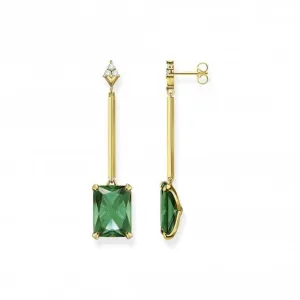 Sterling Silver Gold Plated Green Stone Earrings H2176-971-6