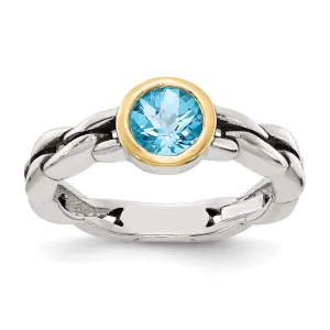 Sterling Silver Gold Sky Blue Topaz Ring