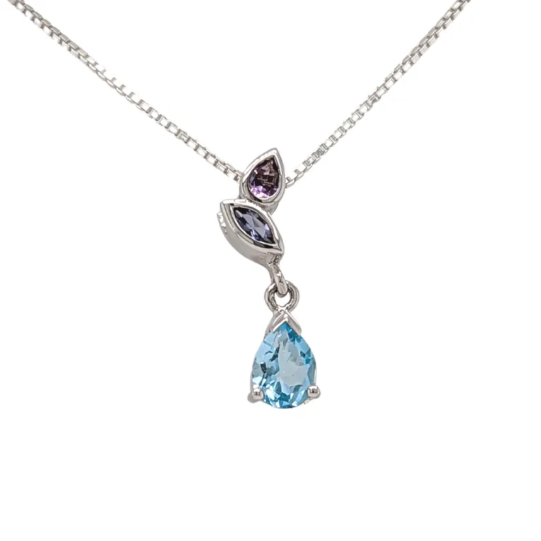 Sterling silver Hidden Bail Multi-Gem Necklace