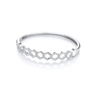 Sterling Silver Honeycomb CZ Bangle