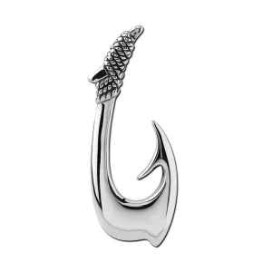 Sterling Silver Large Plain Fish Hook Pendant