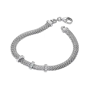 Sterling Silver Mesh CZ Bracelet