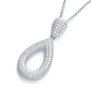 Sterling Silver Pear Shaped CZ Necklace