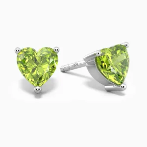 Sterling Silver Peridot Earrings | Heart Shape | Irosk ®