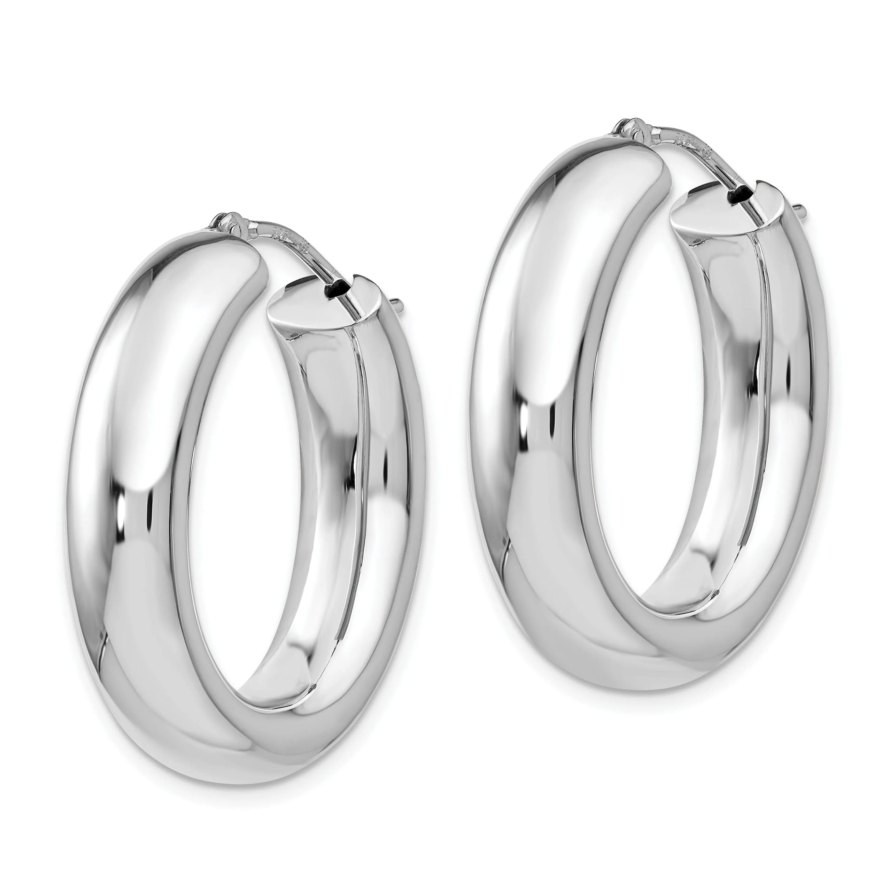 Sterling Silver Polished Oval Hoop Earrings