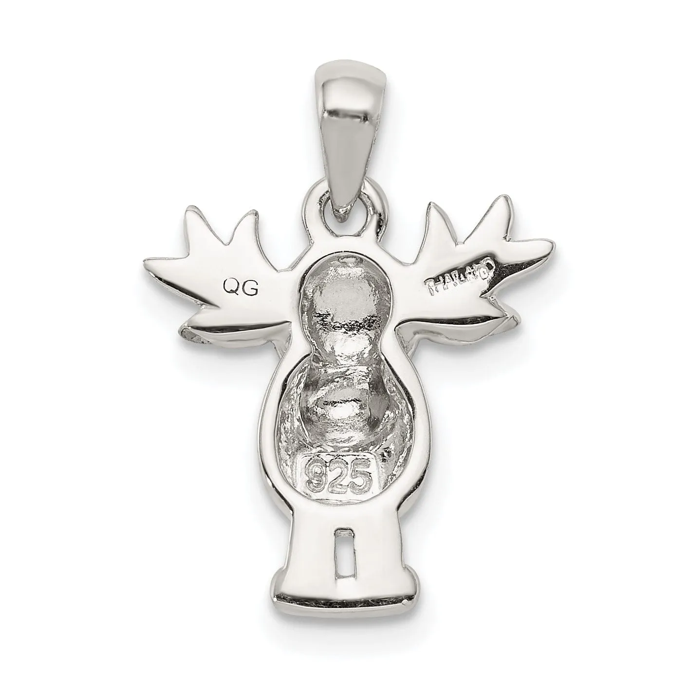 Sterling Silver Polished Satin Moose Pendant