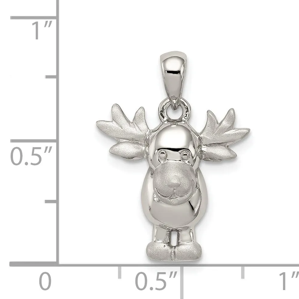 Sterling Silver Polished Satin Moose Pendant