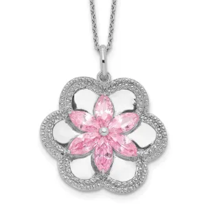 Sterling Silver Pretty Pk Flower Necklace