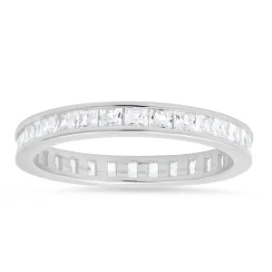 Sterling Silver Princess-cut CZ Eternity Band Ring