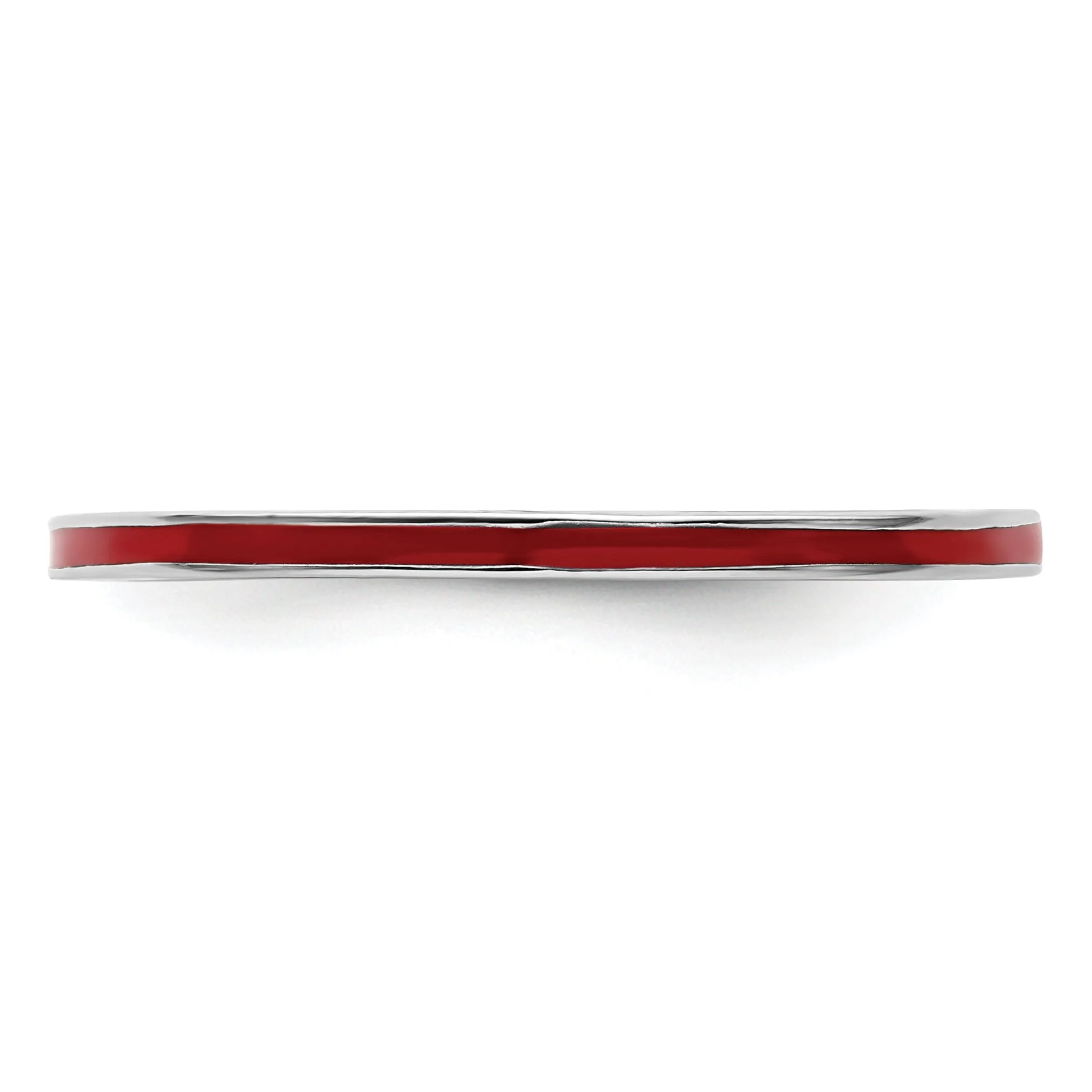 Sterling Silver Red Enameled 1.5MM Ring