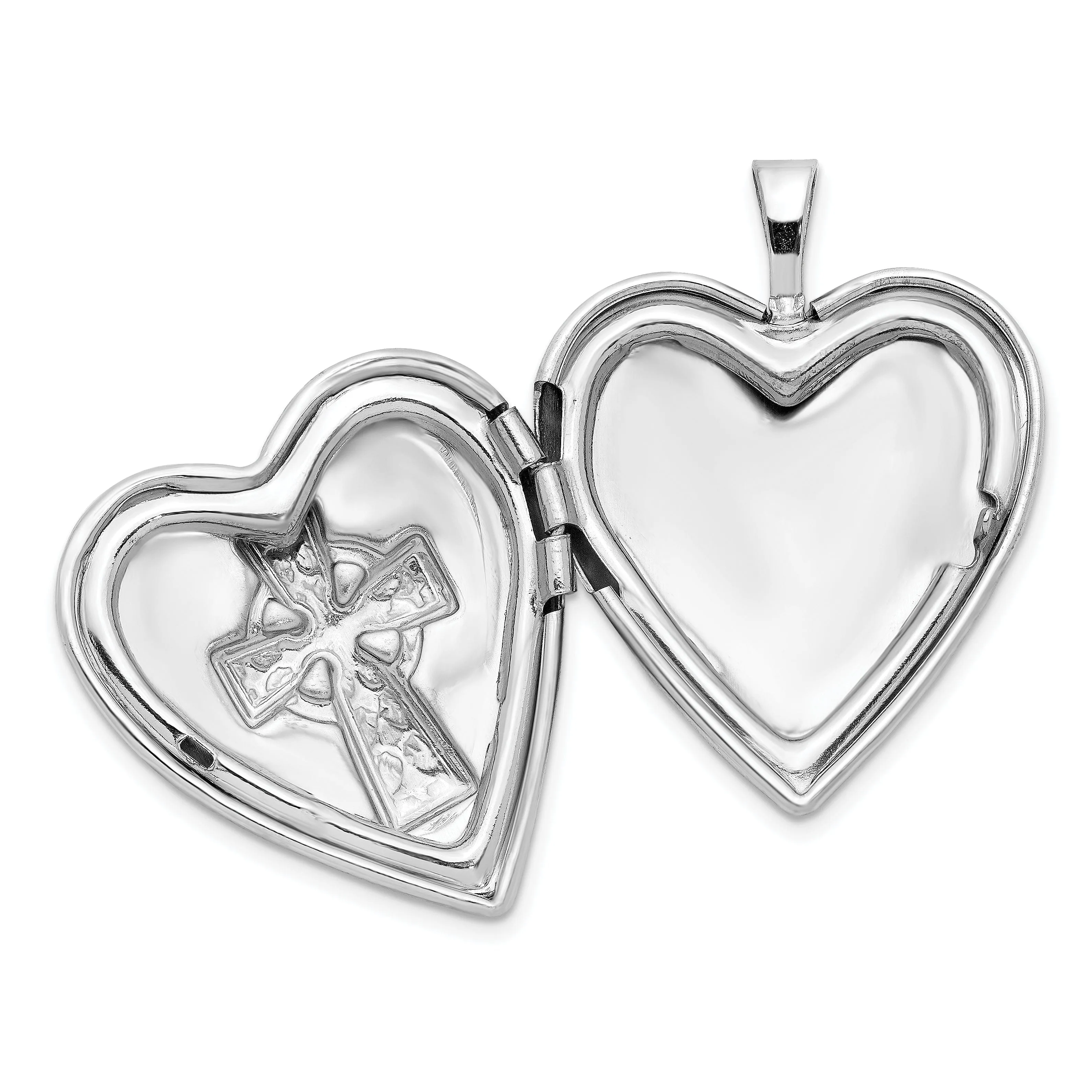 Sterling Silver Rhodium-plated Cross Heart Locket