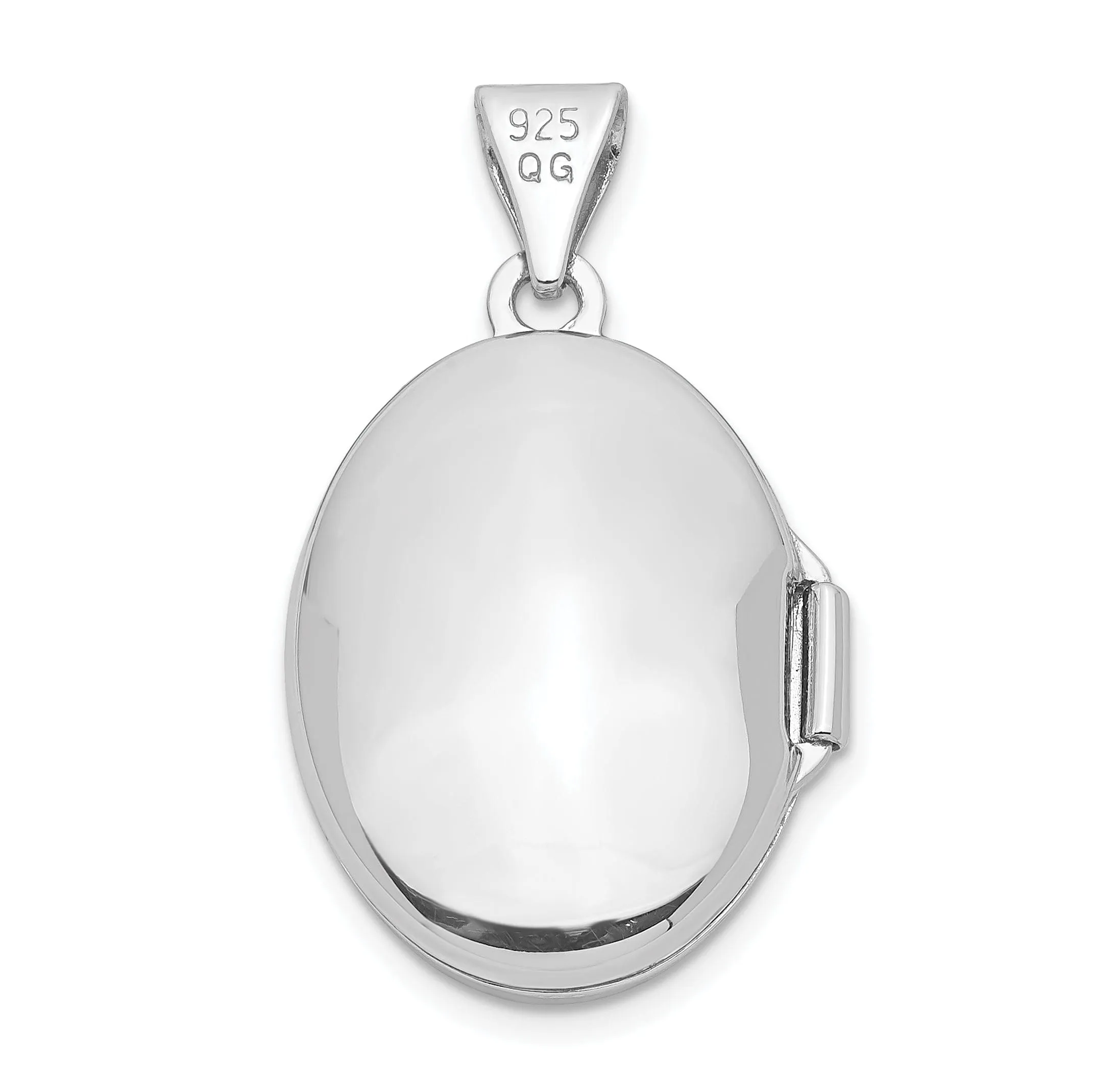 Sterling Silver Rhodium-plated Polished 17mm Domed Oval Locket