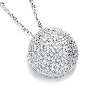 Sterling Silver Round Pave CZ Necklace