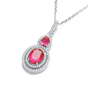 Sterling Silver Ruby CZ Fancy Necklace