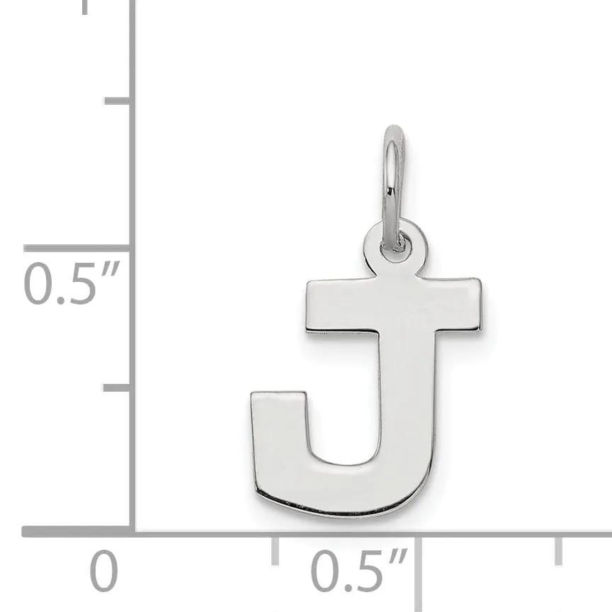 Sterling Silver Small Block Initial J Charm