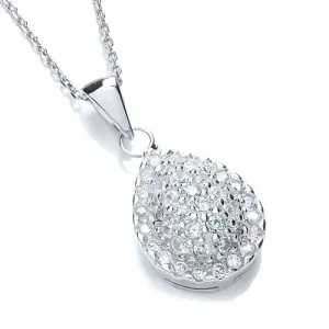 Sterling Silver Teardrop Cluster CZ Necklace