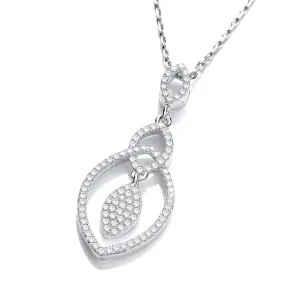 Sterling Silver Teardrop Fancy CZ Necklace