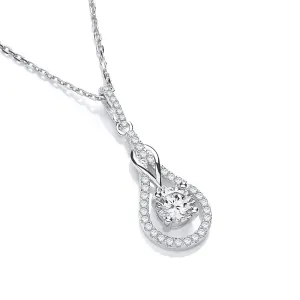 Sterling Silver Teardrop Fancy Style CZ Necklace