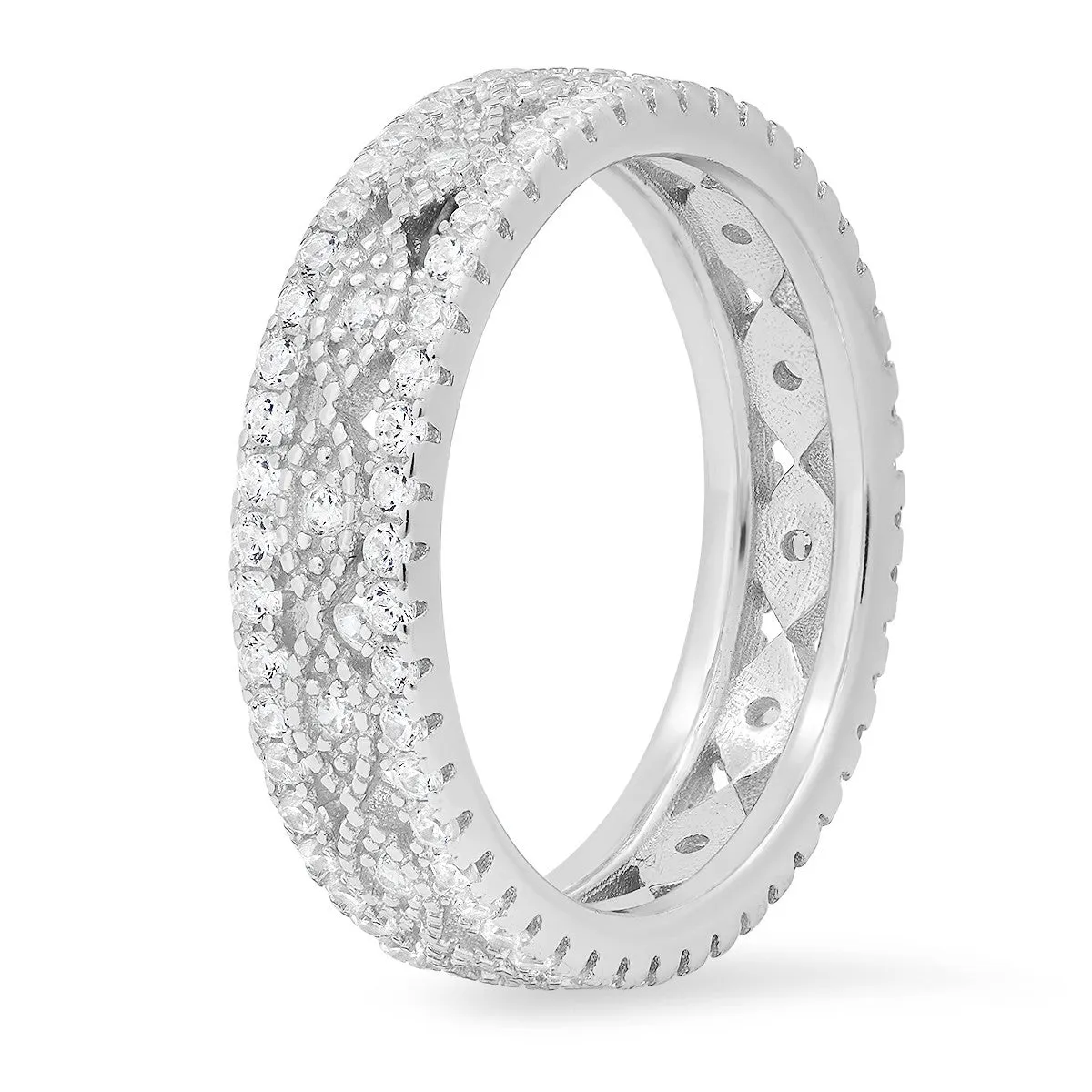 Sterling Silver Vintage CZ Eternity Band Ring