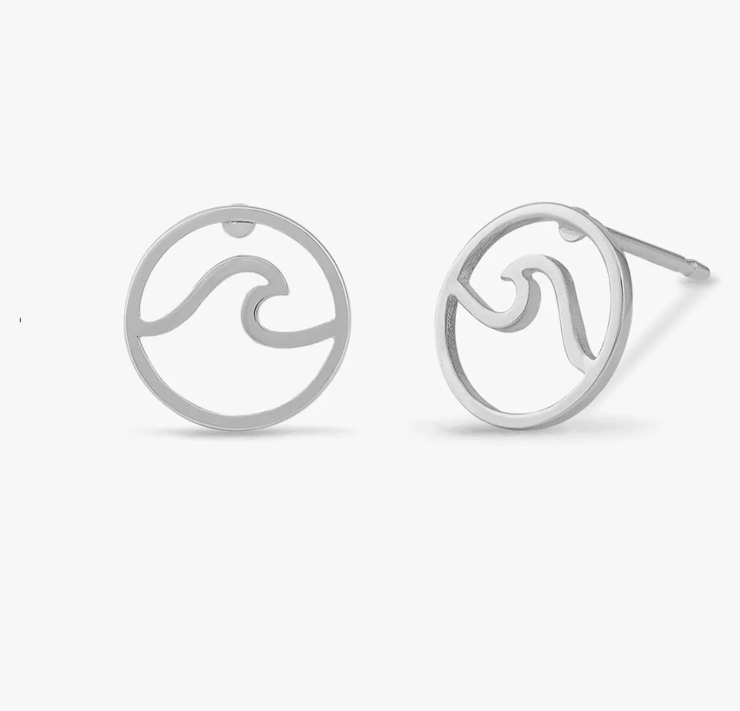 Sterling Silver Wave Stud Earrings