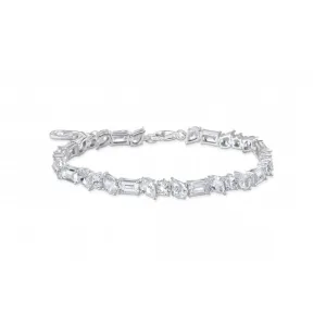 Sterling Silver White 31 Zirconia Stones Tennis Bracelet A2144-051-14