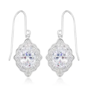 Sterling Silver White Cubic Zirconia Drop Earrings