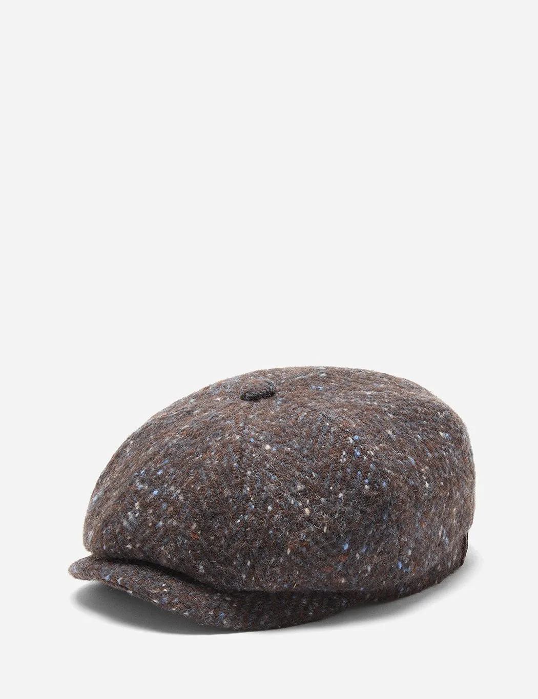 Stetson Hatteras Newsboy Cap (Wool Herringbone) - Brown/Blue Fleck