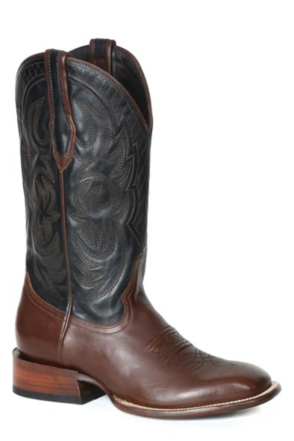 Stetson Mens Fargo Brown/Black Leather 13in Cowboy Boots