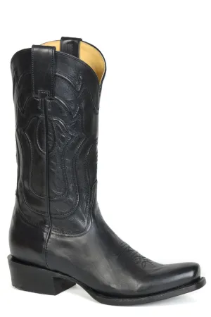 Stetson Mens Garrett Black Leather Cowboy Boots