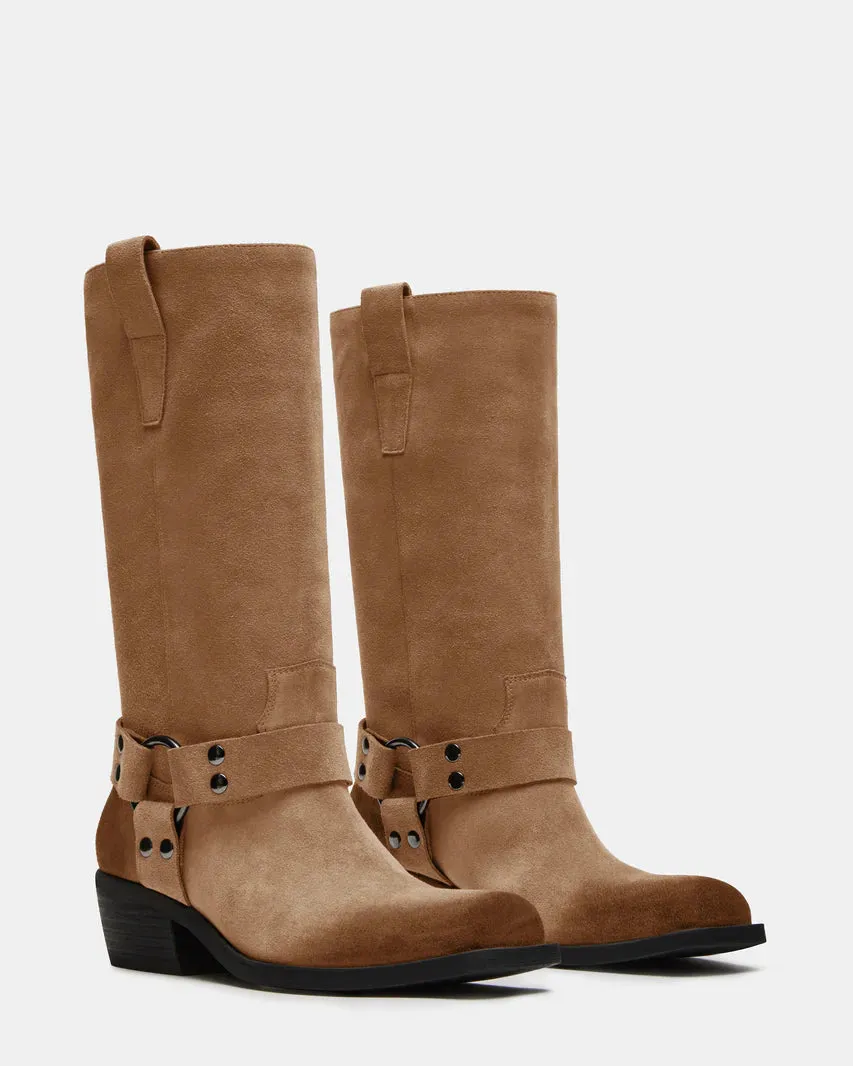 STEVE MADDEN RUSKIN TAUPE SUEDE COWBOY